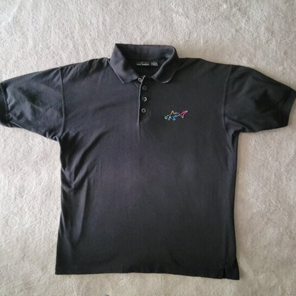 Vintage 90s Greg Norman Golf Shirt Black Polo Size Large VTG - Picture 2 of 8